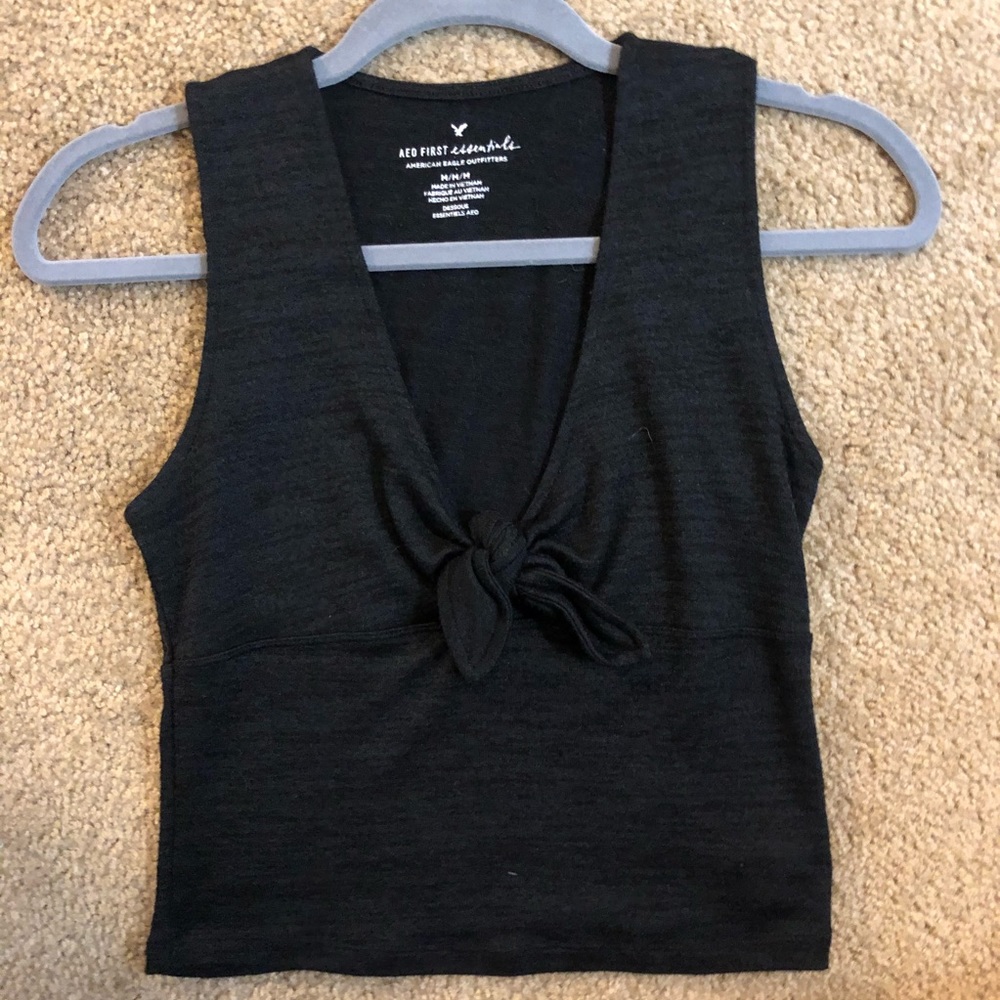 Black Front Tie Crop Top